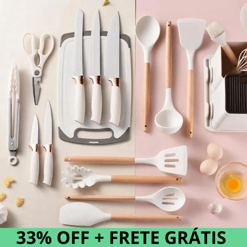 Kit de Cozinha 19 Peças de Silicone Premium