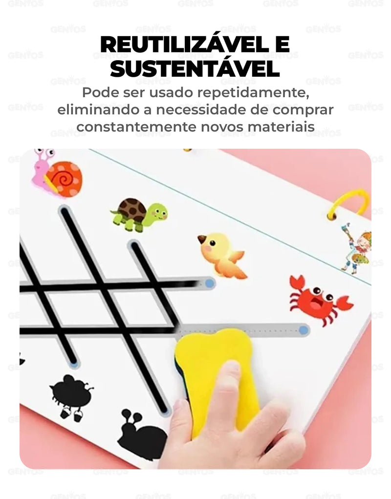 Livro de Desenvolvimento Infantil Gênios® + 8 Canetinhas e Apagador de Brinde