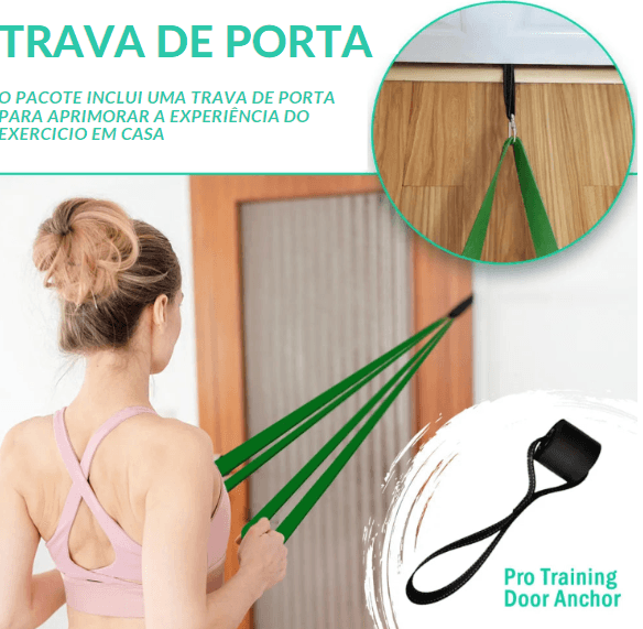 Kit 3 Elásticos de Resistência de Borracha Natural - Treinamento de Força Versátil